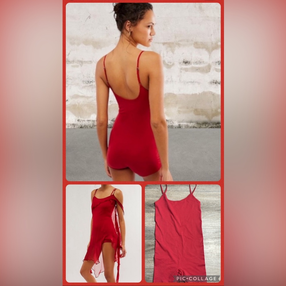 Free People Cherry Red Boy-short Bodysuit